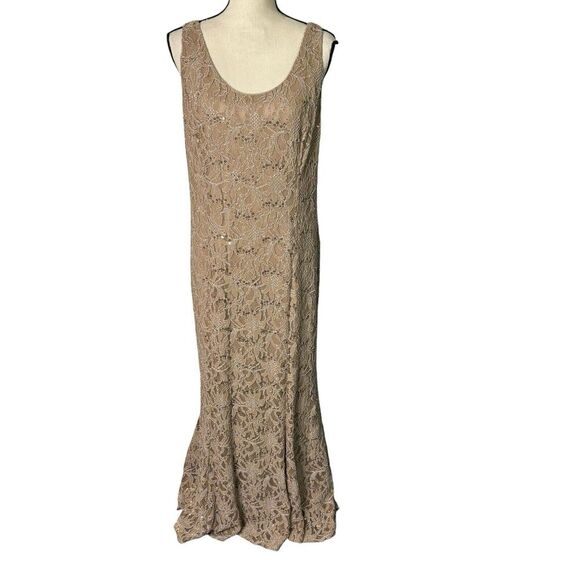 Ursula of Switzerland‎ Maxi Dress Size 16 Tan 2 Piece Sequins Party Cocktail VTG - Picture 7 of 16